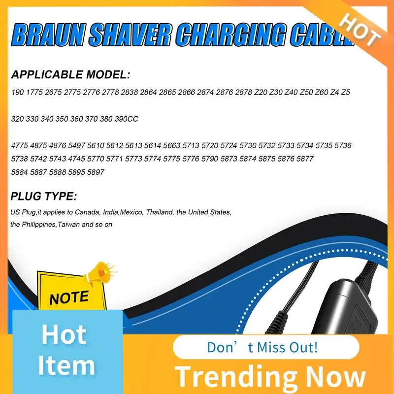

A69X-шнур питания для бритвы Braun серии 7 3 5 S3, зарядное устройство для электробритвы Braun 190/199, сменный адаптер 12 В, вилка стандарта США