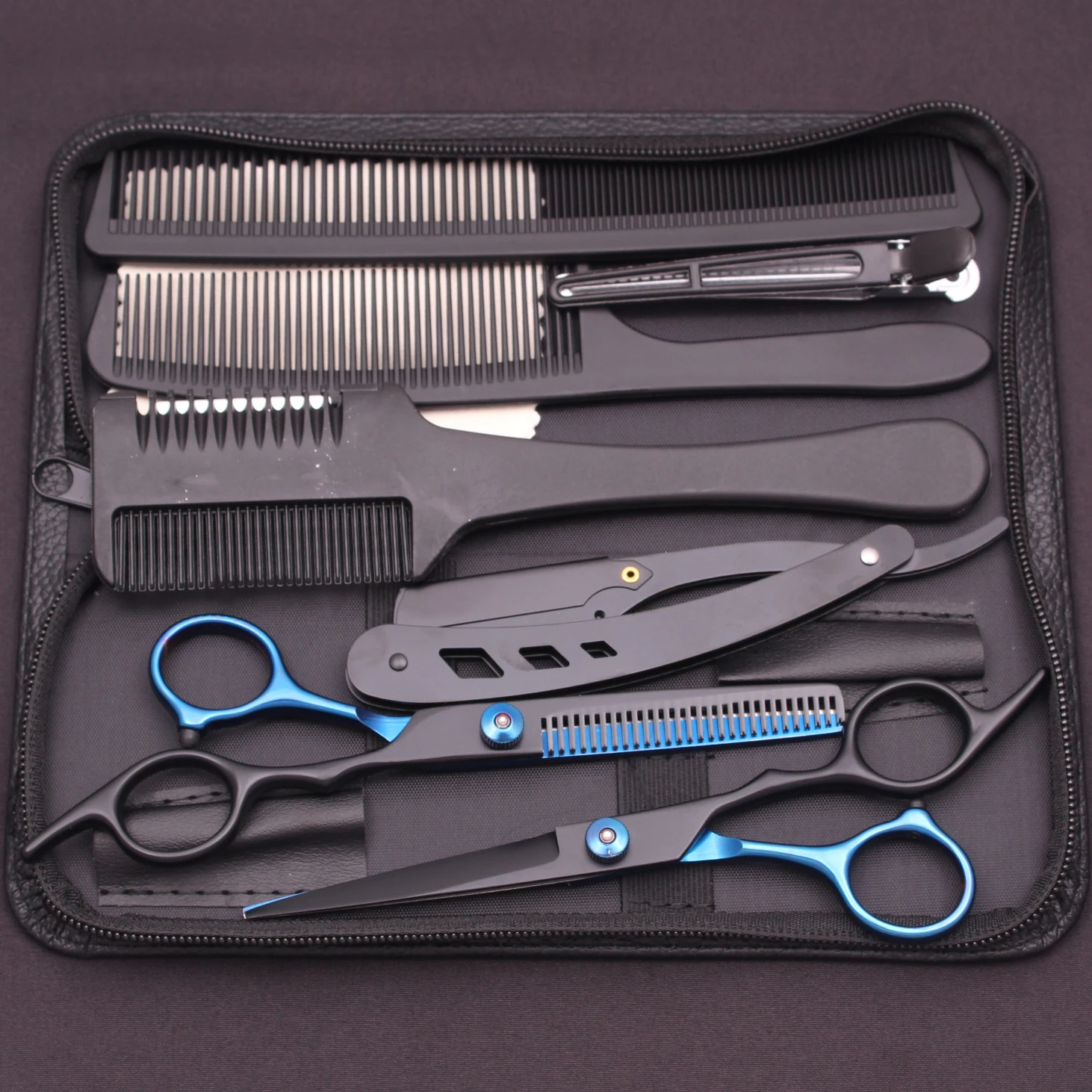 

Hair Scissors Japan Stainless 6.0" Black Barber Cutting Shears Hair Thinning Shears Professional Hairdressing Scissors C1001