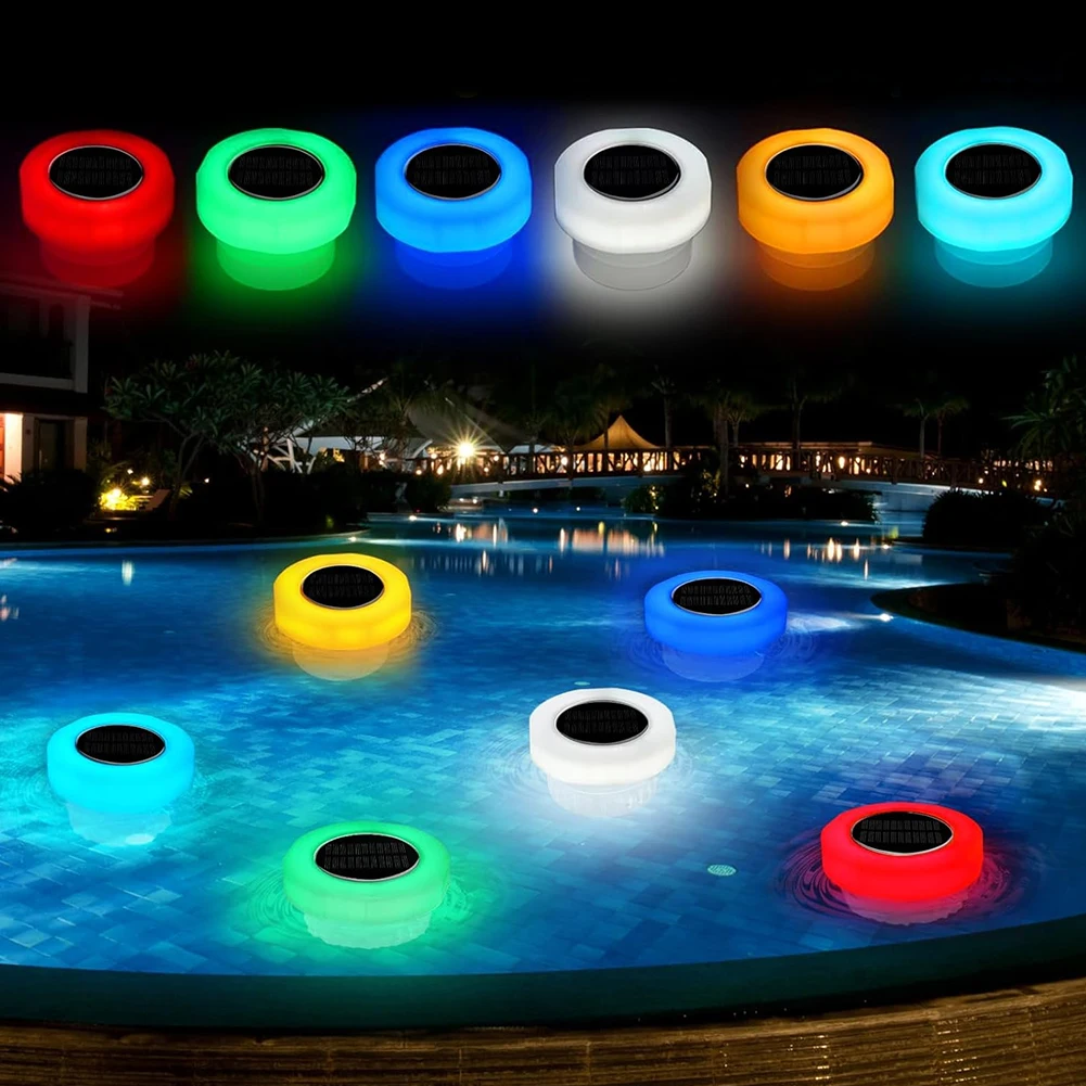 Solar Floating Chlorine Dispenser with Colorful Light Pool Chlorine Tablet Dispenser IP68 Waterproof for Up To 3 Inch Tablets