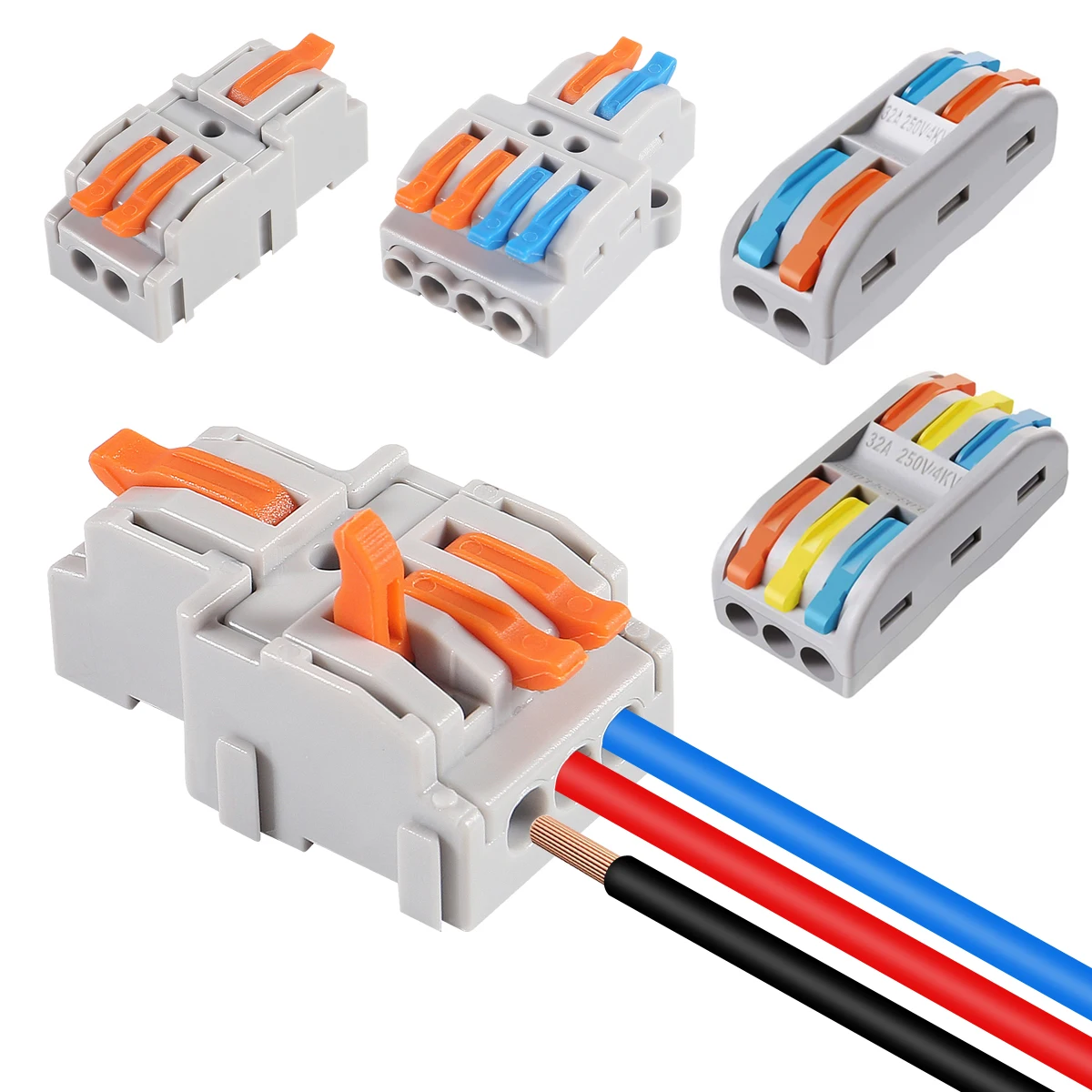 1 in Multiple out Quick Wiring Connector Universal Splitter Wiring Cable Push-in Can Combined Butt Home Terminal Block SPL 222