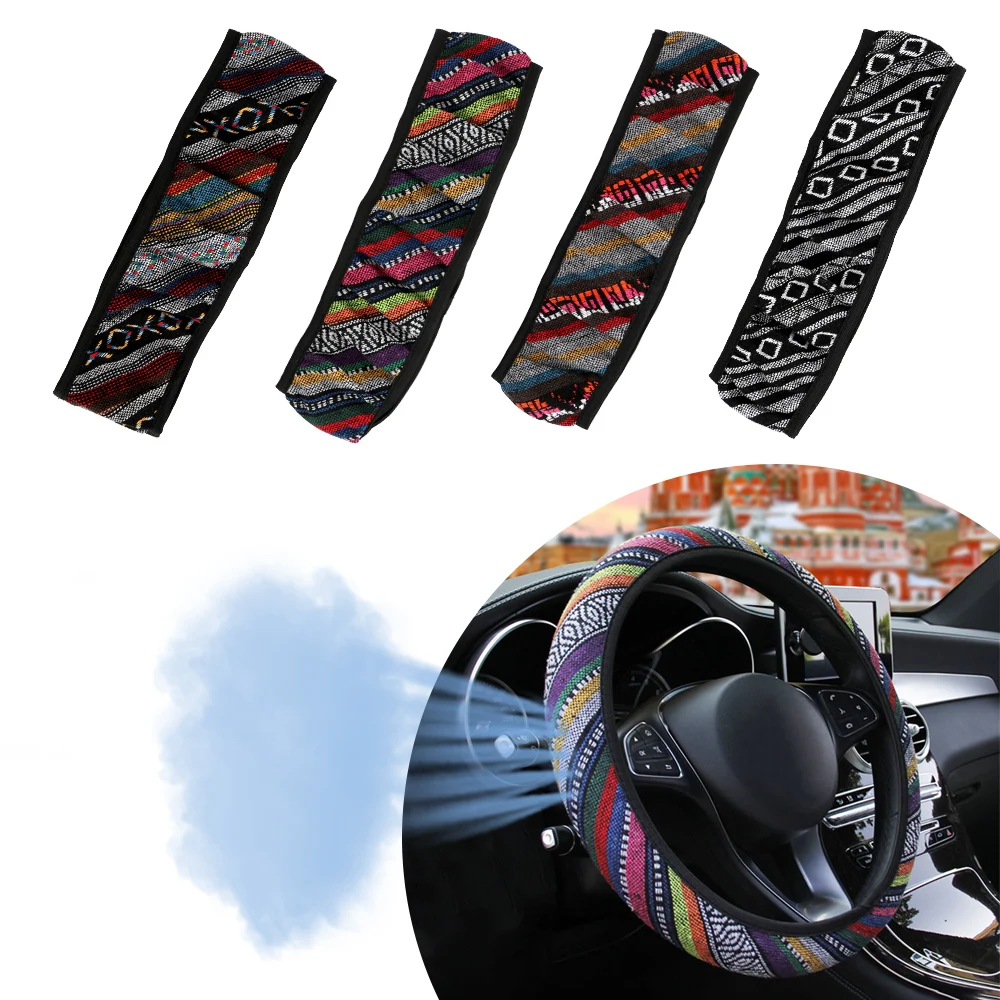 

Linen Auto Decoration Elastic Car Styling Ethnic Style Universal Car Steering Wheel Cover Car Accessories
