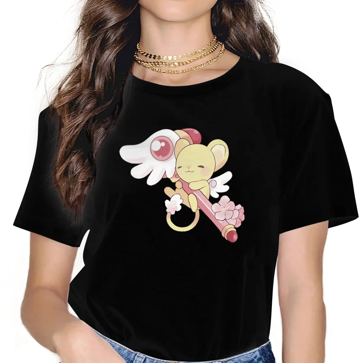 Kero and DreamStaff Women Tshirts Cardcaptor Sakura Syaoran Li CCS Anime Grunge Vintage Female Clothing Large Graphic Tops