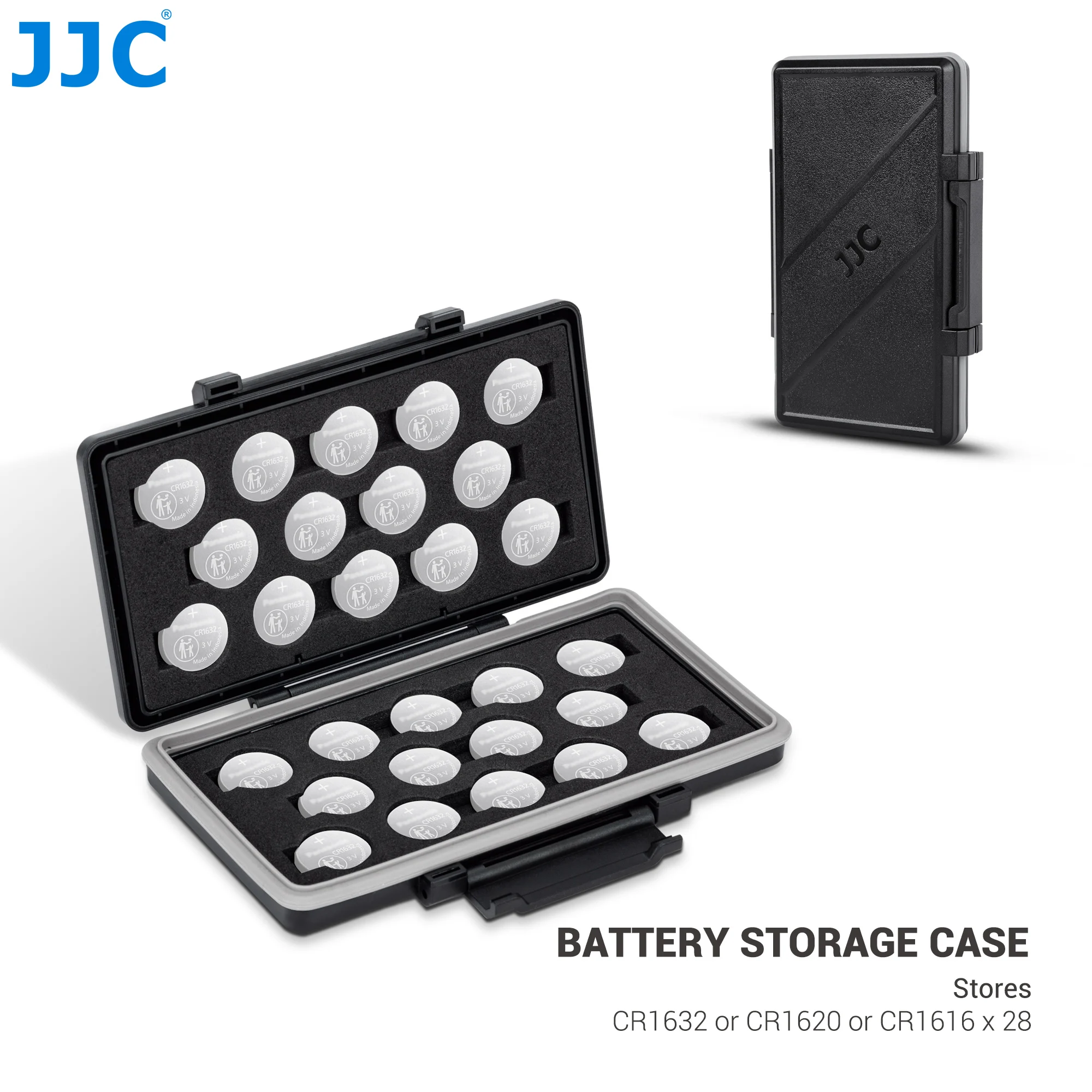 JJC Large Capacity CR1632 CR1620 CR1616 Battery Organizer Storage Case Coin Cell Battery Case Organizer for CR1632 CR1620 *28