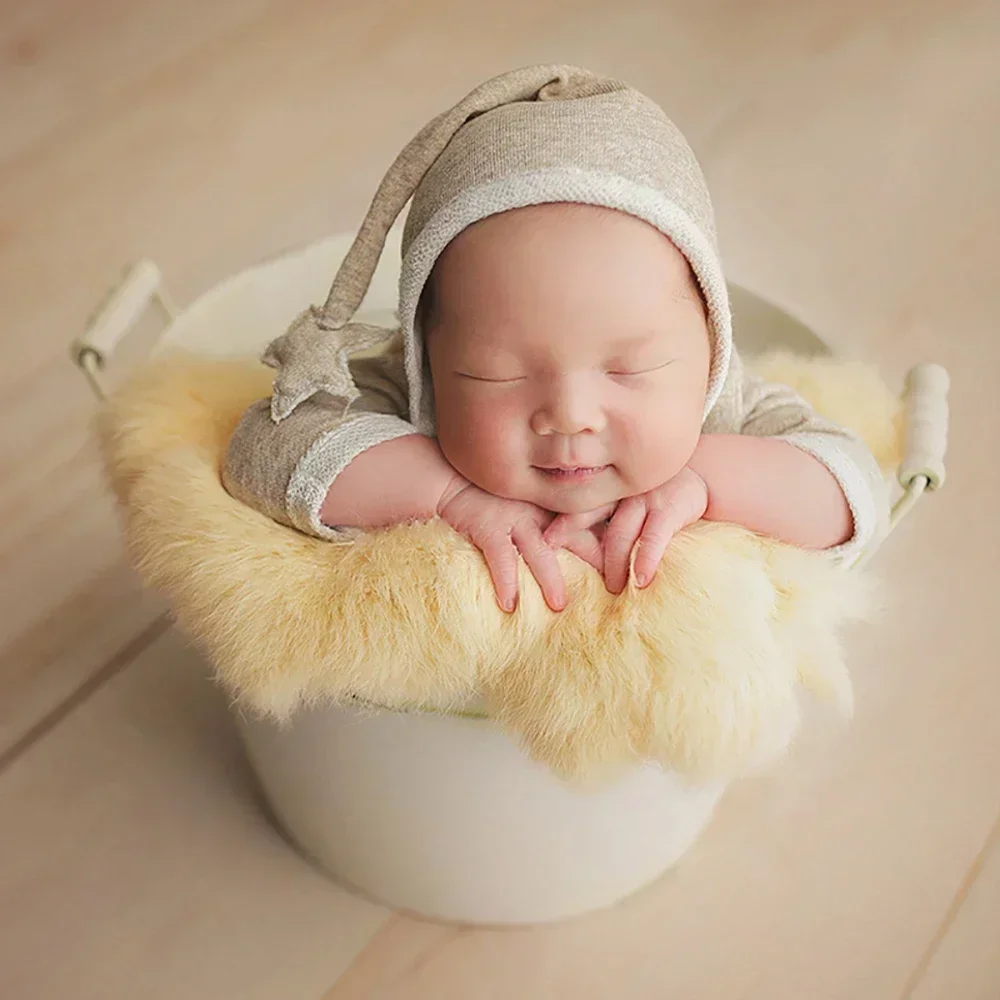 Accessory Winter Faux Rabbit Fur Newborn Photography Props Newborn Photo Shooting Background Blanket For Baby Girl Birth Infant