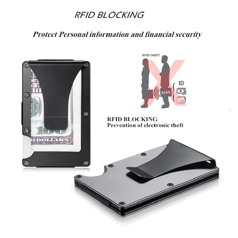 New Portable Anti theft Brush Anti demagnetization Metal Card Bag Small and Simple Shielded RFID Key Credit Card Storage Box