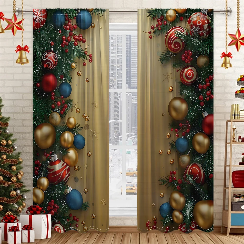 

Christmas Home Decoration Curtains Santa Claus Holiday Gift Decor Curtains Living Room Bedroom Balcony Window Decor 2 Panels