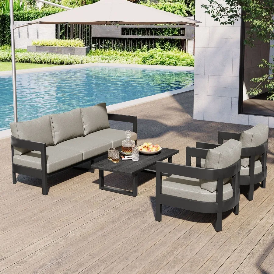 

U_STYLE HighQuality Outdoor Seating Set with Thick Cushions for Ultimate Comfort Perfect for Lawns Patios and Poolside