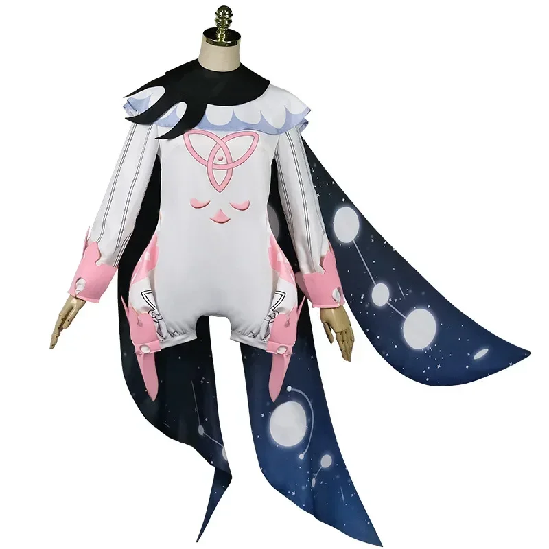 Anime Genshin Impact Paimon Cosplay Costume para Mulheres, Vestido Lolita, Peruca Halloween, Jogo, Meninas