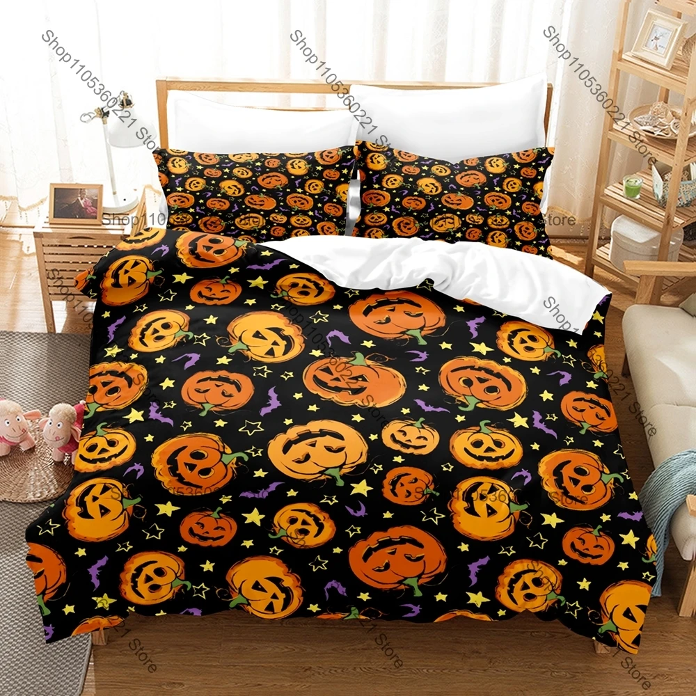 Devil Pumpkin Monster Bedding Set Single Twin Full Queen King Size Bed Set Adult Bedroom Duvetcover Sets Anime Bed Sheet Set