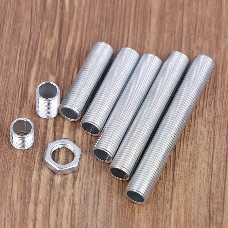 10Pcs M10 Lamp Tooth Tube Metal Hollow Threaded Tube Screw Nut Lamp Cap Galvanized Chandelier Connect Rod Fixed Base image 3