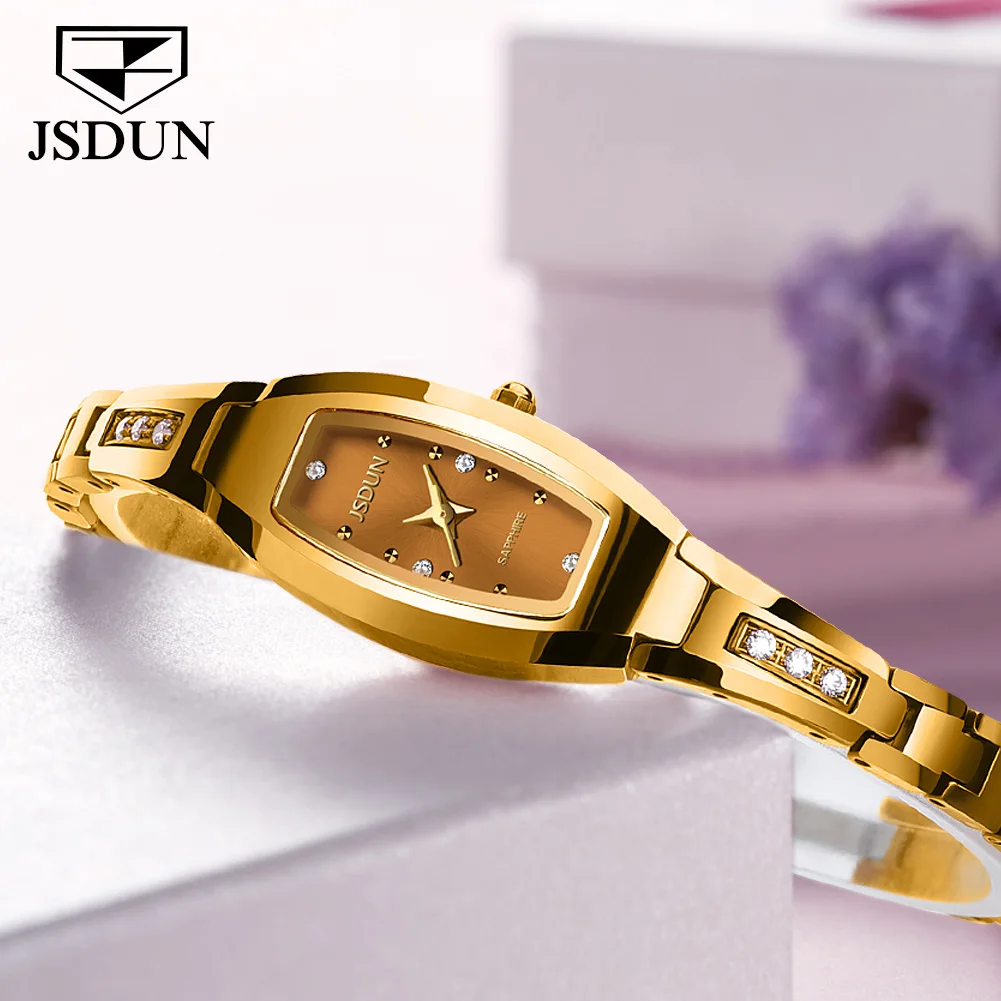 

JSDUN 6530 Business Quartz Watch For Women Synthetic Sapphire Mirror Waterproof Hand Clock Tungsten Steel Strap Woman Watches