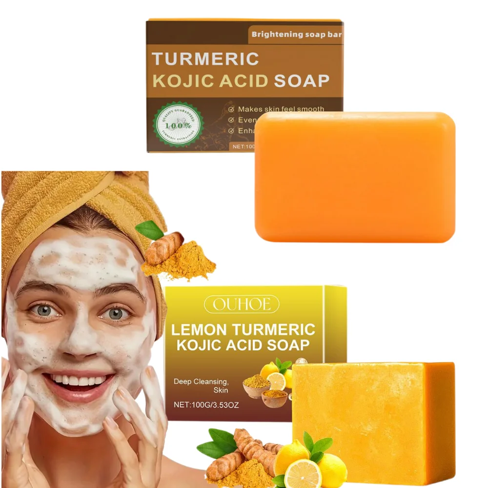 الكركم صابون شامبو الليمون كوجيك حمض الصابون دش وصابون الوجه تنظيف الجسم اشراق الصابون بار العناية بالبشرة 1 قطعة