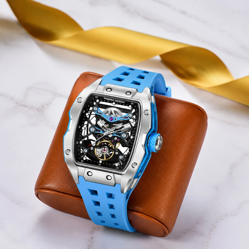 PAGANI DESIGN 42MM New fashion Hollow Back Transparent Movement Luxury Men Watch Sapphire Glass Automatic Men Watches For Men