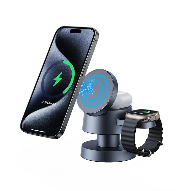 Mushroom lamp 4 in 1 Magnetic Wireless Charger Stand For iPhone 16 15 14 13 12 Pro Max Apple Watch 9 8 Airpods Pro Fast Charging