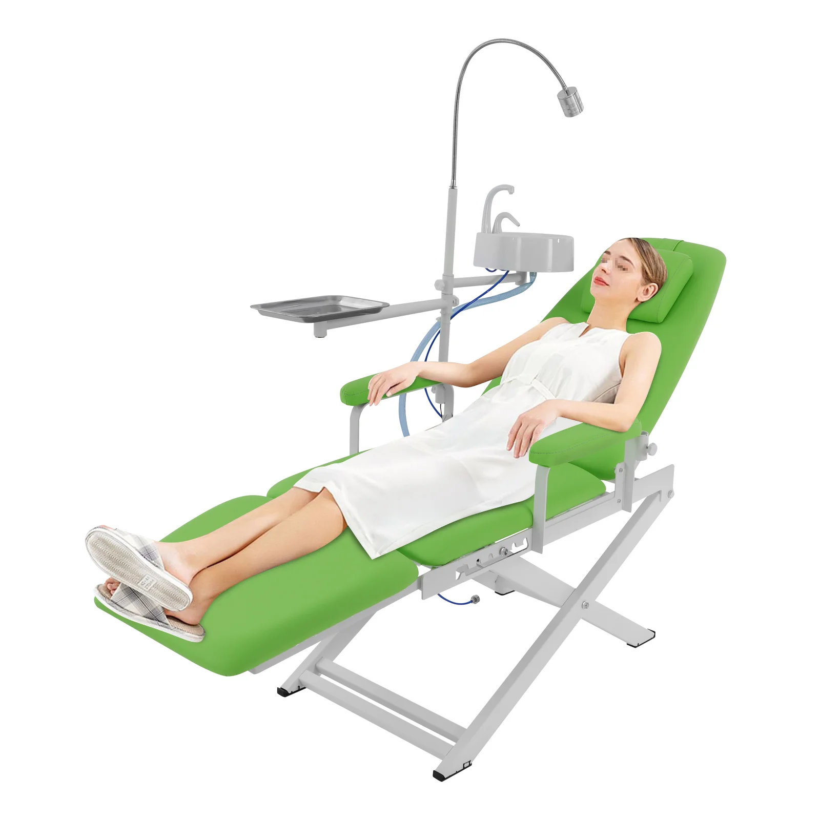 Portable Folding Mobile Dental Chair with LED Lamp, 360° Light Arm Rotating Dental Chair for Hospitals, Clinics image 4