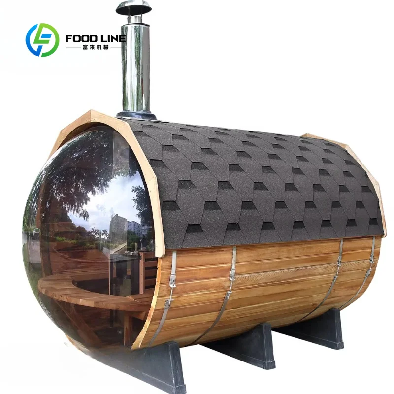 Customized Sizes Modern Home Backyard Wood Burning Sauna Steam Room Weatherproof Barrel Structure Red Cedar Pine Apartment