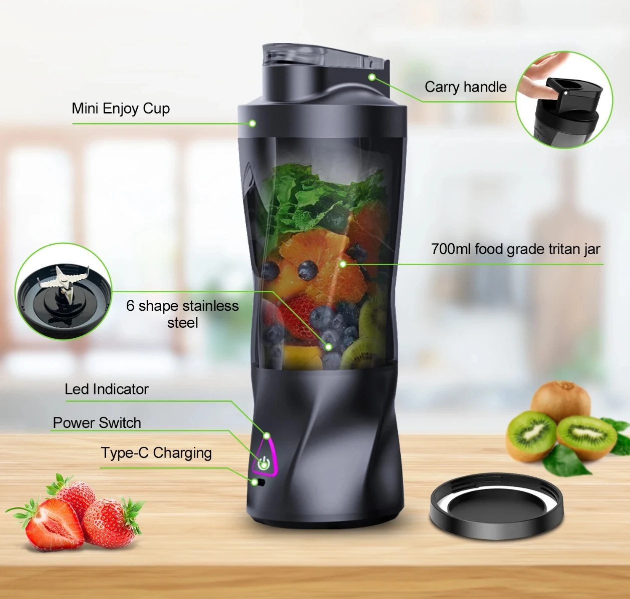 

Электрическая портативная соковыжималка, миксер для свежих фруктов, соковыжималка, USB перезаряжаемый многофункциональный блендер для смузи, чашка для смешивания на открытом воздухе