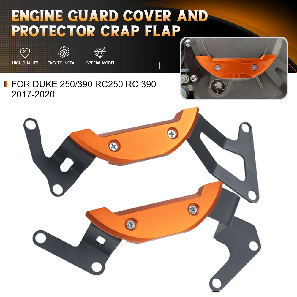 

For DUKE 250/390 RC250 RC 390 DUKE-390 2017-2020 Motorcycle Accessories Alumimum Engine Guard Cover and protector Crap Flap