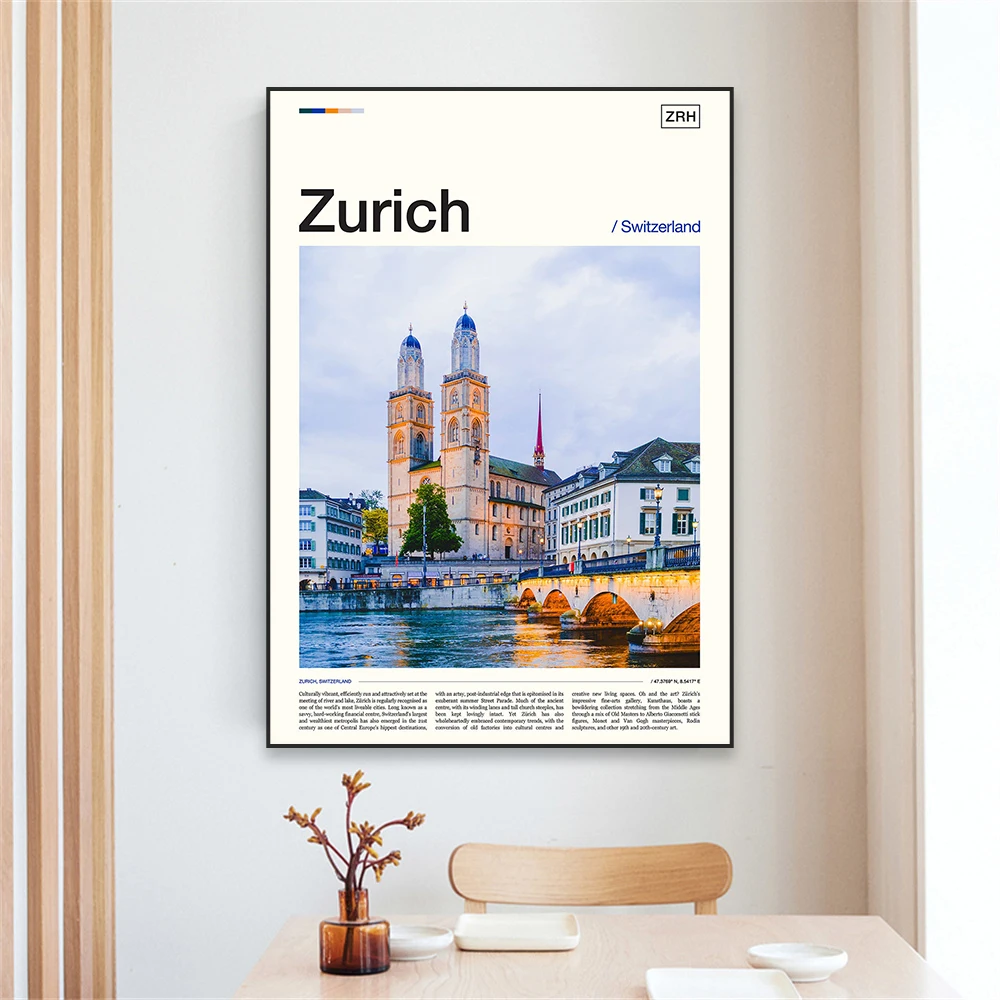 발렌시아 스페인 예술 여행 포스터 패션 제네바 스위스  - Home Decor Zurich 리뷰 및 가격