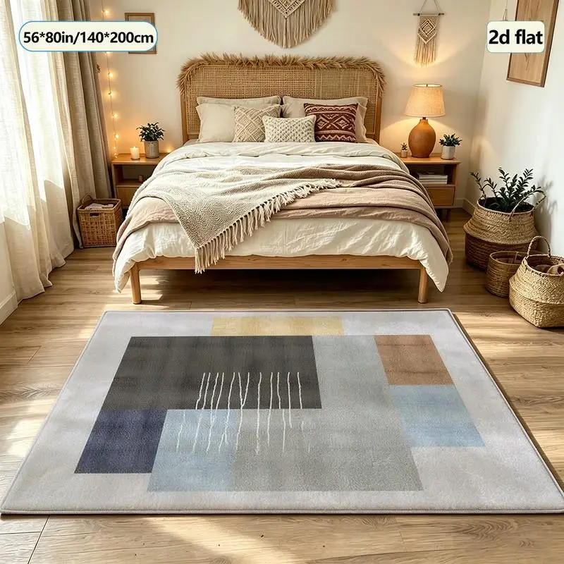 Soft Multi-Color Block Abstract Carpet Flooring Mid-Century Modern Home Decor Living Room Bedroom Floor Carpet
