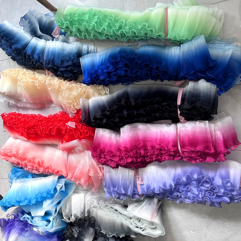 13 سنتيمتر واسعة التدرج الأورجانزا كشكش الدانتيل تقليم النسيج Diy بها بنفسك اليدوية المرقعة الياقات تنورة فستان الزفاف ديكور مواد الخياطة #4