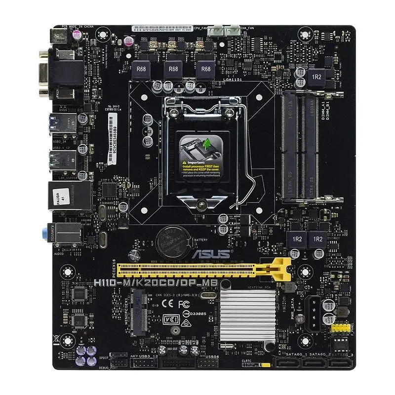 DDR4 Motherboard LGA 1151 ASUS H110-M/K20CD/DP_MB Supports Intel Core i3 6100 6300 Micro ATX Form Factor 2x DIMM Max. 16GB DDR4