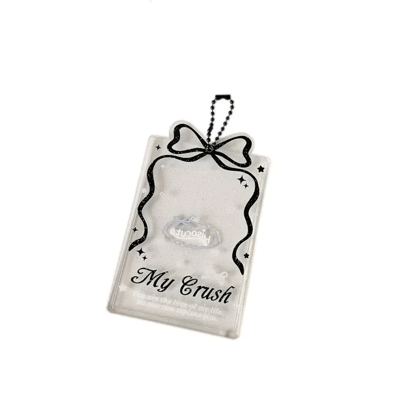3 Inch Ins Korean Photocard Holder Sweet Bow Ribbon Style Anime Photocard Cover Case Displaying Transparent Photo Card Protector