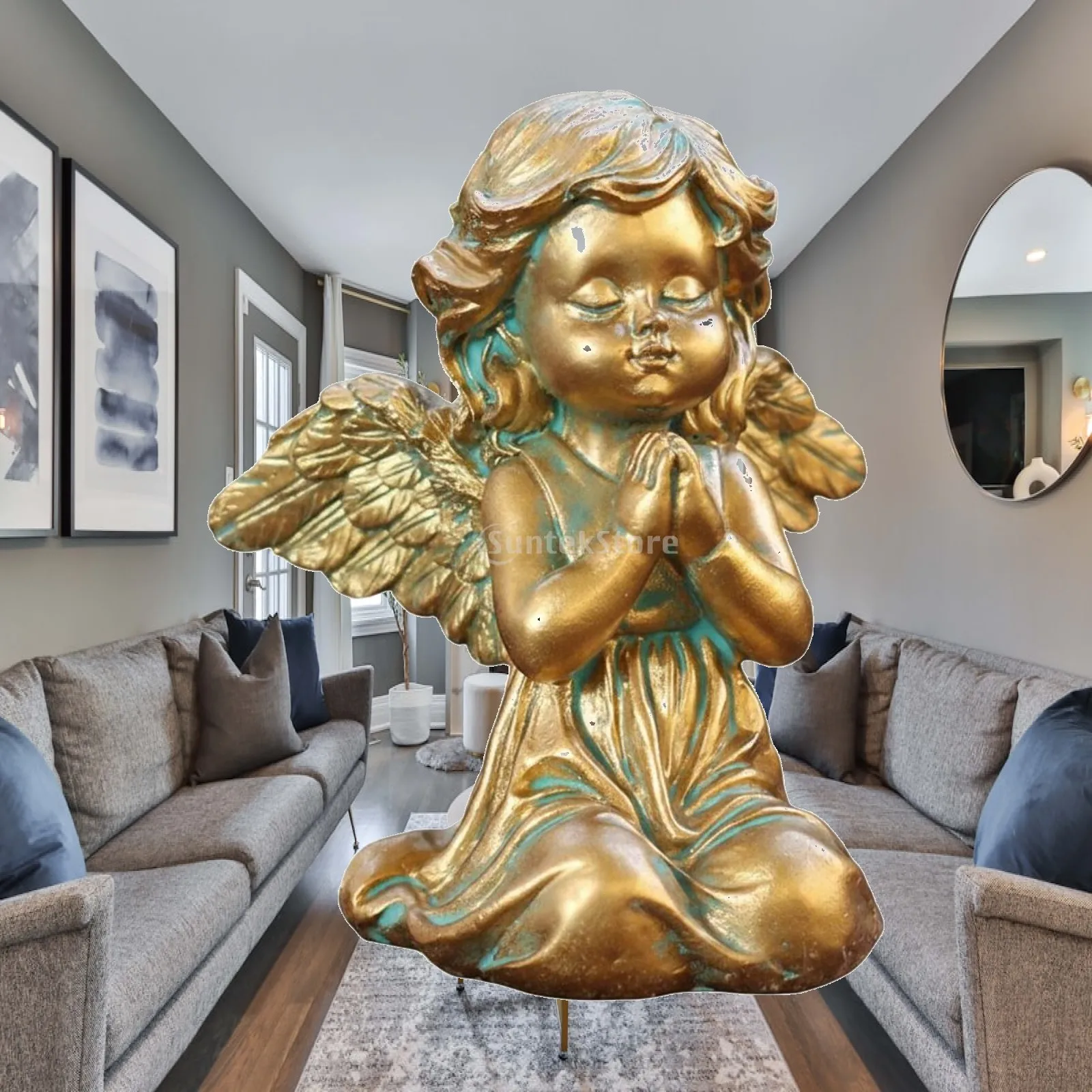 Angel Ornament Gift Concept Angel Sculpture Mini Size Figurine for Micro Landscape, Outdoor