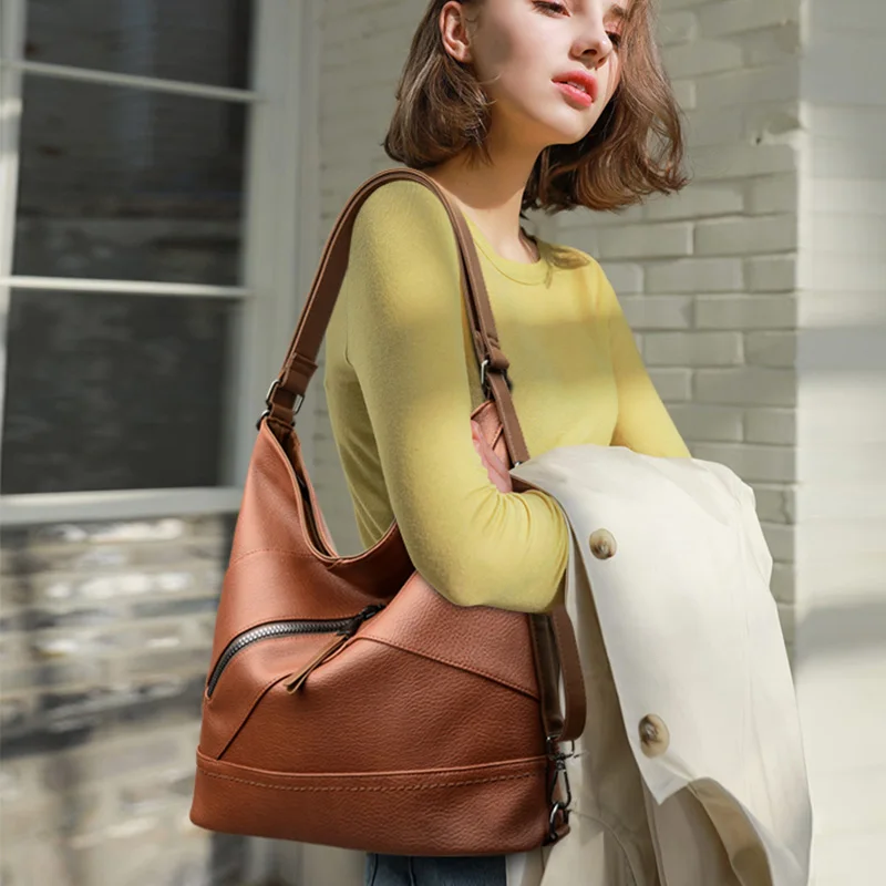 Women Bag 2023 Large Capacity Retro Shoulder Bag Women’s Shoulder Bag Designer Multi-functional PU Leather Simple Fashion Packs