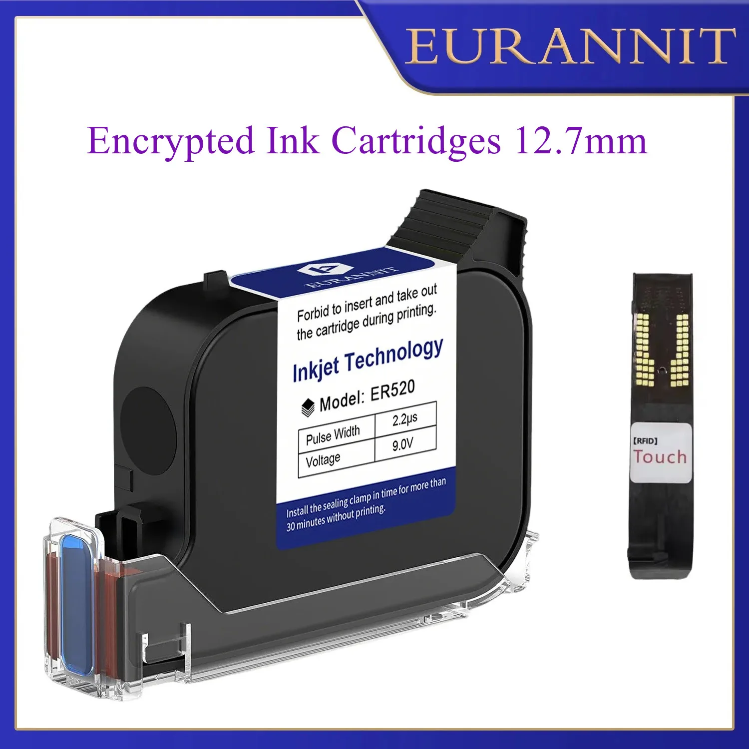EURANNIT Encrypted Ink Cartridges 12.7mm Nozzle Ink Cartridge Original Fast Drying Solvent Ink for Thermal Inkjet Printer