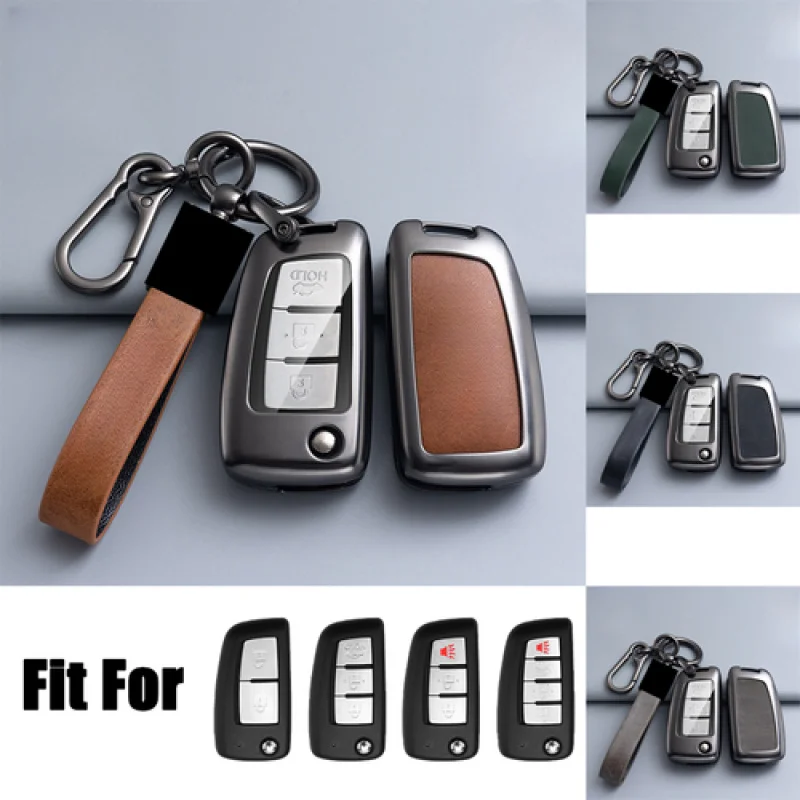 

A+ Zinc Alloy TPU Leather Car Key Case Cover For Nissan Kicks Qashqai Rogue Sport