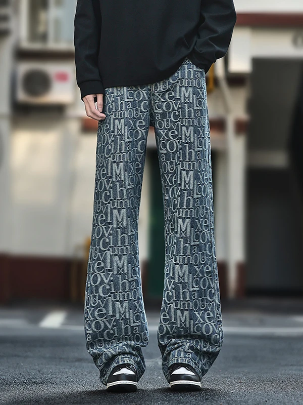 

Мужские джинсы прямого кроя с широкими штанинами, средней посадкой, на молнии, повседневные, удобные, осенне-зимние, в американском стиле, модный бренд