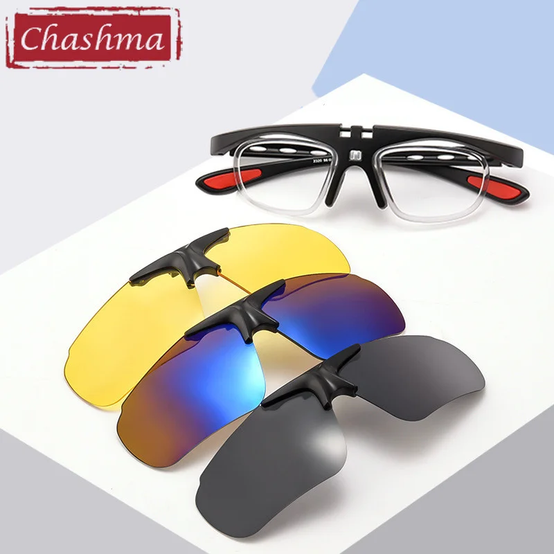 

Chashma Sport Clips Sunglasses Men Polarized Driving TR90 Optical Frame Prescription Crystal Quality Eyewear Progressive Lenses