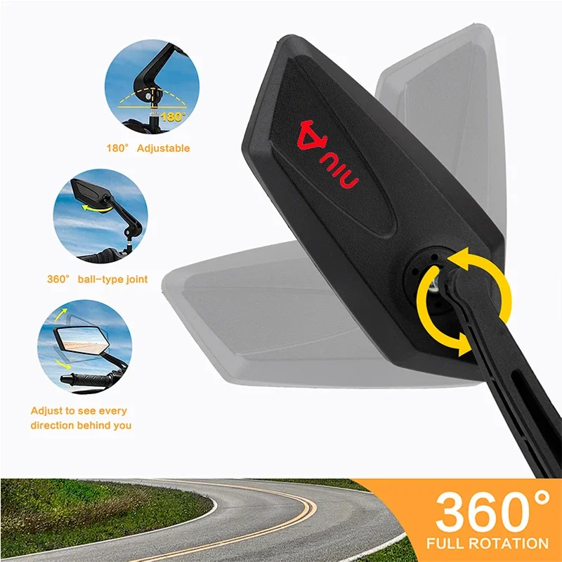 

Motorcycle Adjustabale Side Rearview Mirrors For Niu Kqi3 M Mqi Nqi Gt Gts Pro N1s Uqi N1 U1 U+a anti-glare convex View Mirror