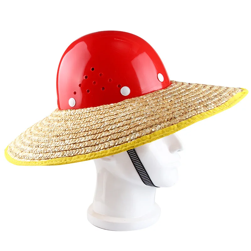 Safety Helmet Visor Construction Site Sun Visor Large Visor Straw Hat Sun Visor Breathable Topless Wheat Straw Construction Hat