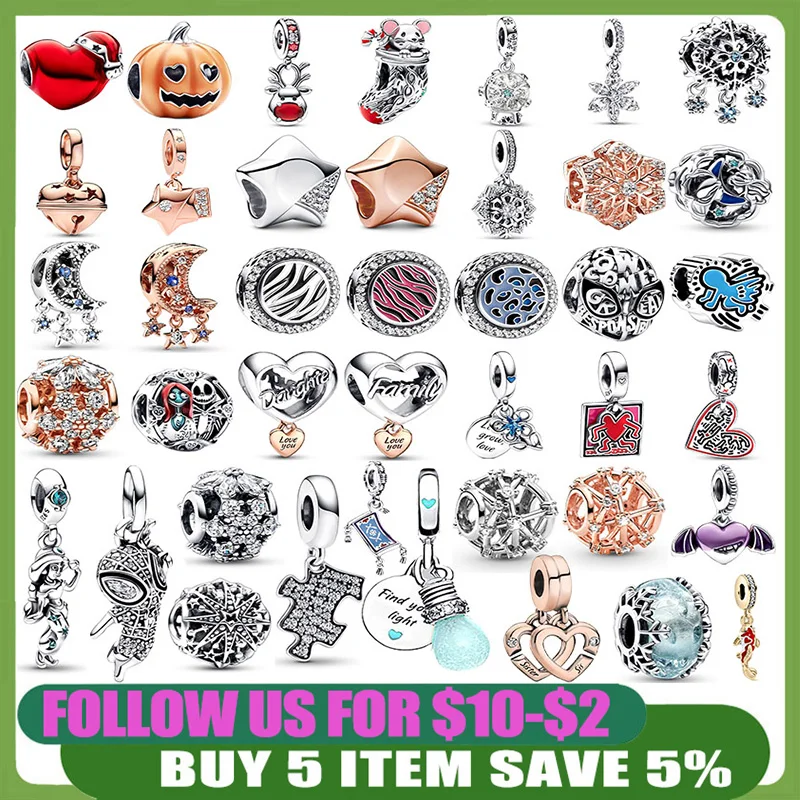 

925 Sterling Silver Family Sister Heart Snowflake Snow Globe Beads Fit Original Pandora Dangle Charm Bracelet Women DIY Jewelry