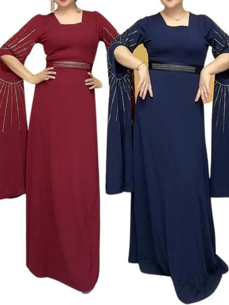 Muslim Party Dress for Women Jalabiya Abaya Ramadan Long Sleeve Dresses Abayas WomanKimono Robe Moroccan Caftan Vestidos 2023