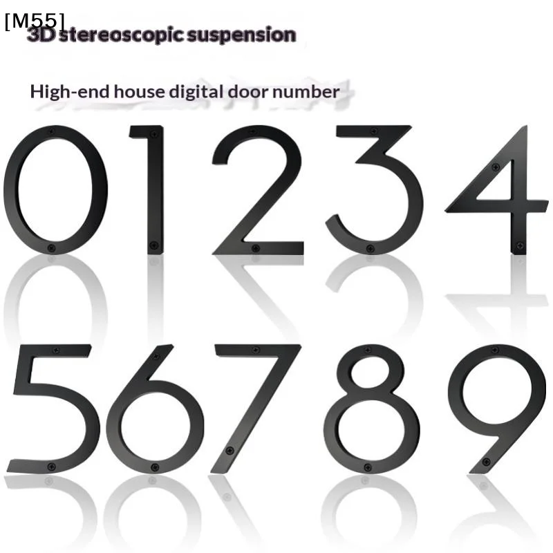 Black Floating House Number Outdoor 6 Inch Acrylic Apartment Door Numbers Mailbox Address Sign #0-9 With Screws[M55][M55]