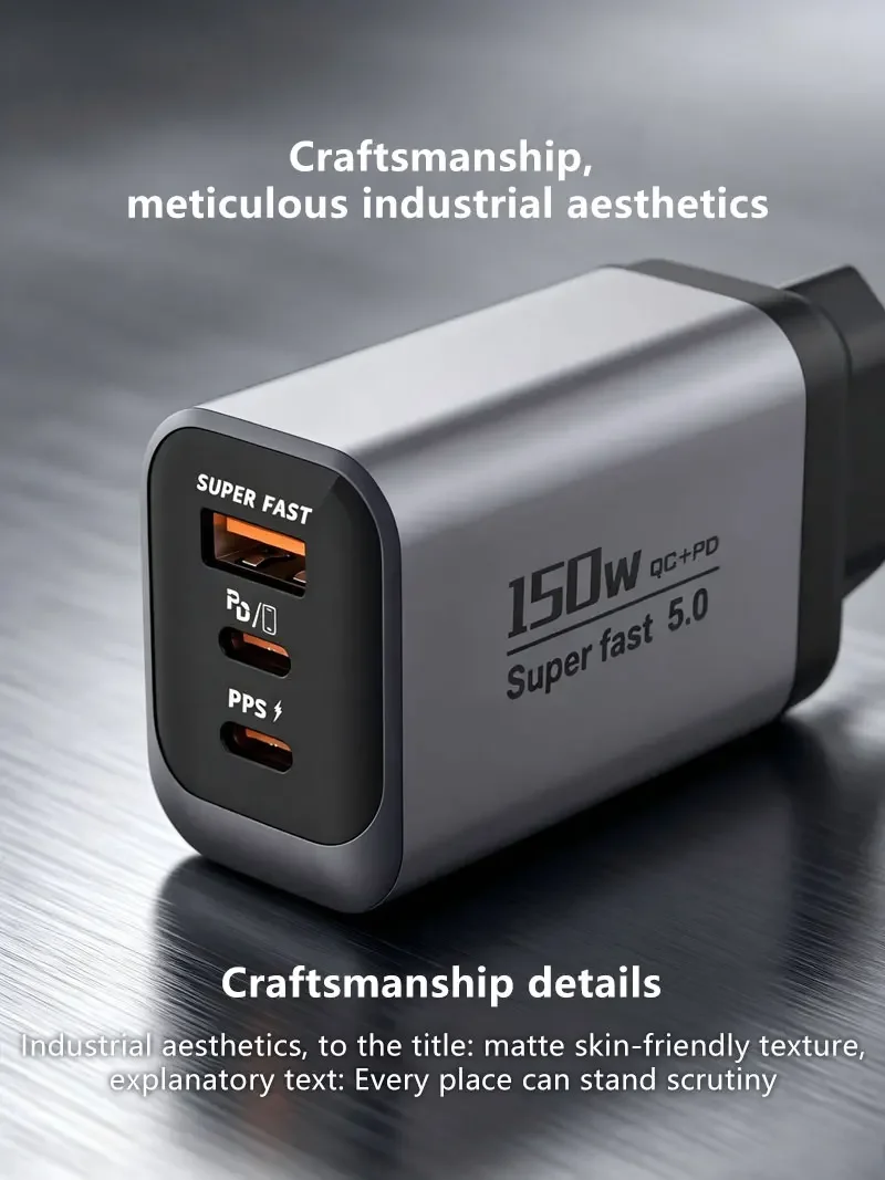 120W 3-Port Typ-C Ladegerät USB-C Schnellladewandadapter US/EU/UK-Stecker Telefonladegerät Kompatibel mit iPhone Samsung – Detail 5