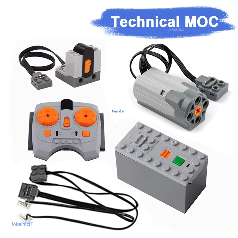 

MOC M Motor Building Blocks Set High-Tech Part Infrared Remote Control Battery Box Light Strip M Motor PF Bricks DIY Toy