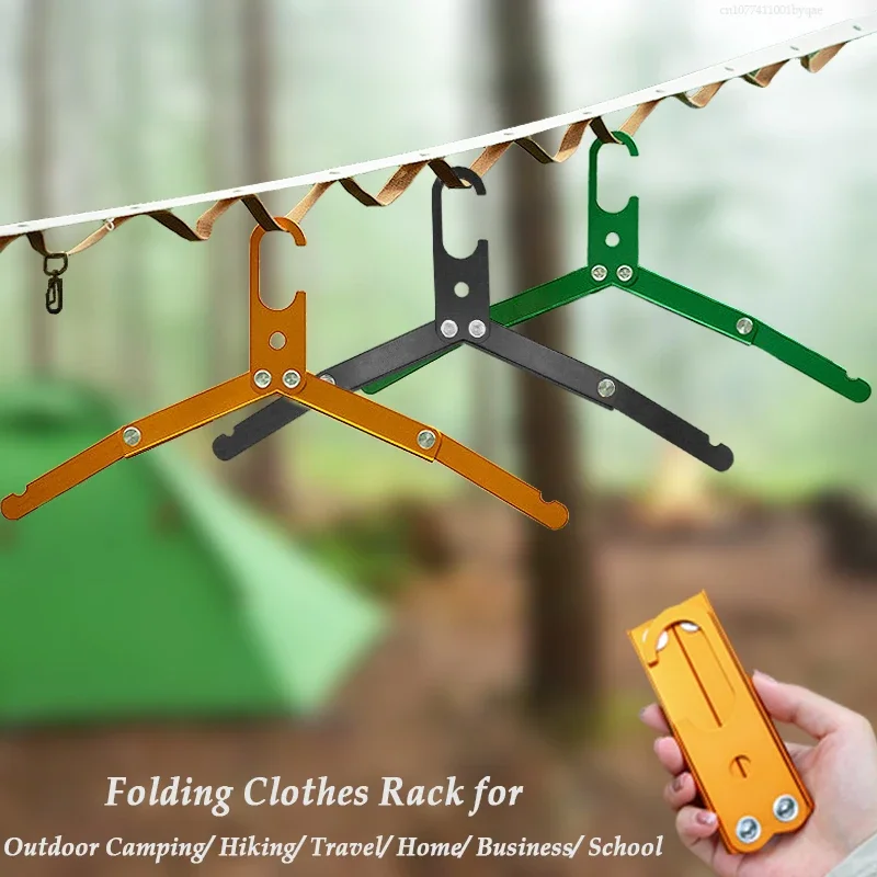 Folding Clothes Hanger Portable Travel Outdoor Camping Clothes Drying Rack Hooks Coat Hang Stand for Camping Equipment Holder