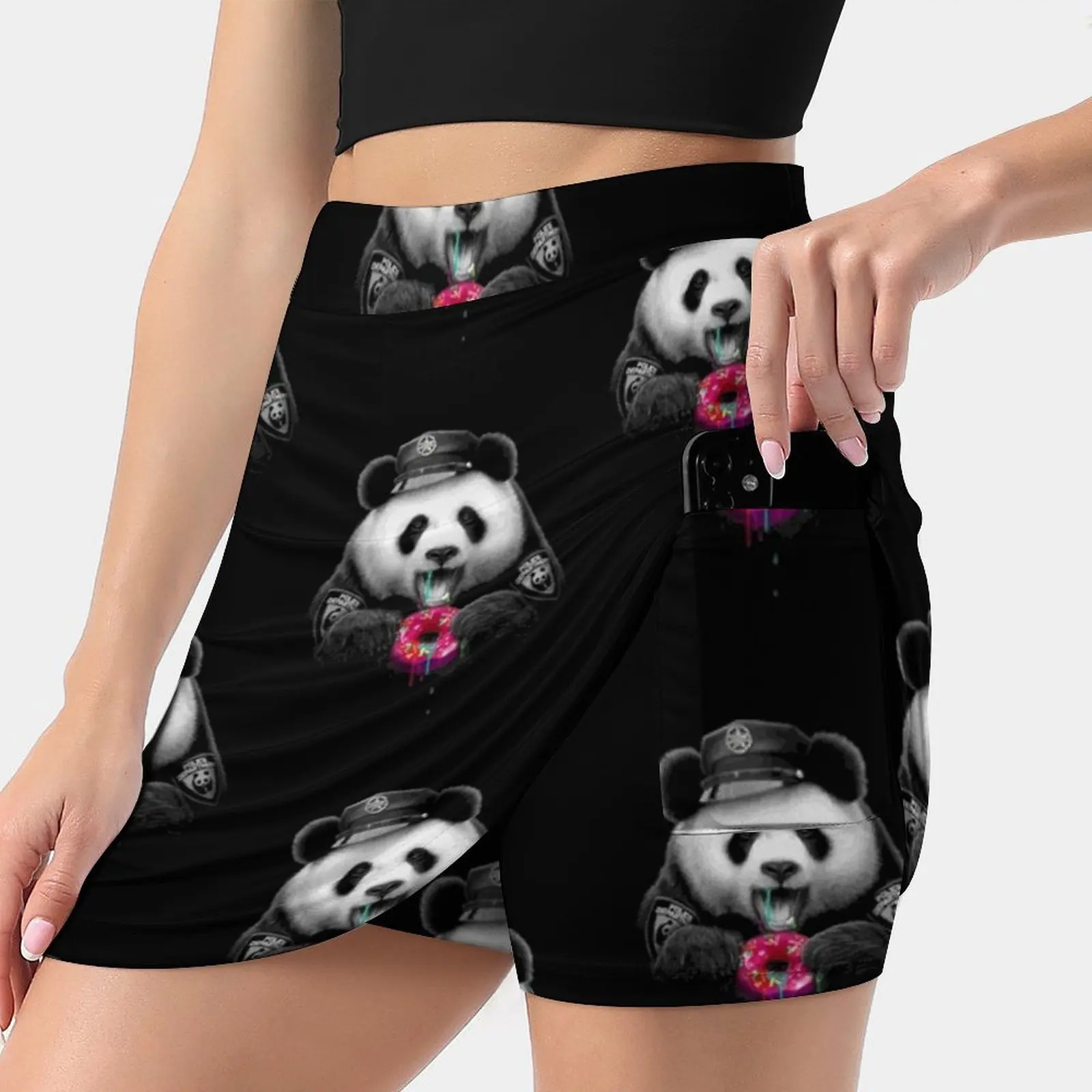 Donut Cop Women Sports Skirt Tennis Golf Dance Fitness Running Yoga Skirts Donut Cop Police Panda Adam Lawless Ladies Short