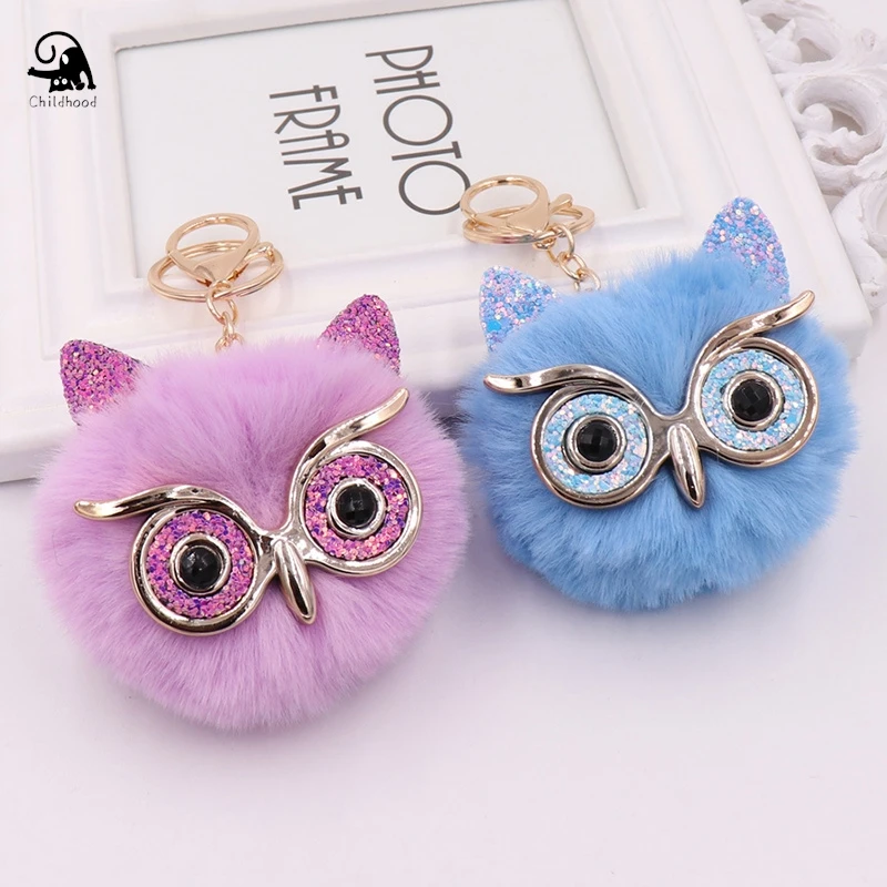 Fox Owl Plush Toy Bag Car Pendant Keychain Animal Glasses Handbag Key Chains  Charm Fluffy Pompom Key Chain Fashion Accesories