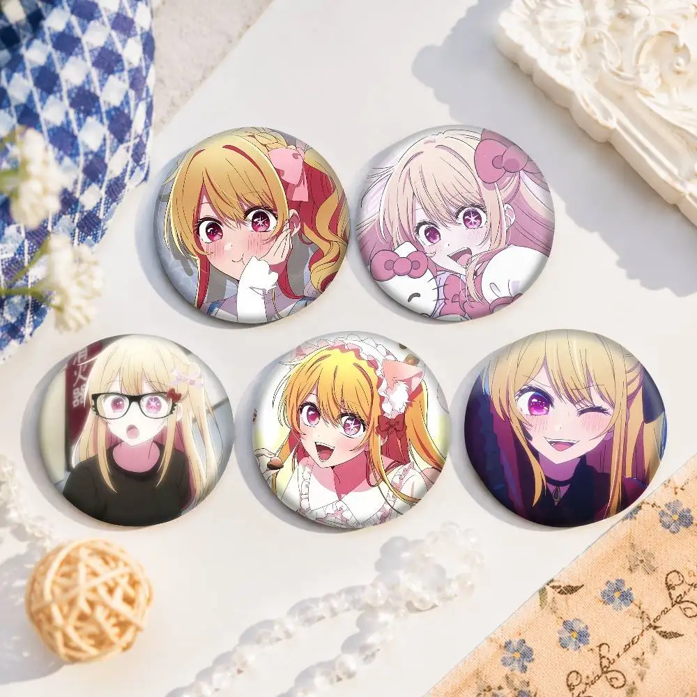 A-Anime Cute Ruby Hoshino-es Snap-in Pins Cartoon Character Round Creative Brooches For Backpack Accessories Jewelry Gifts