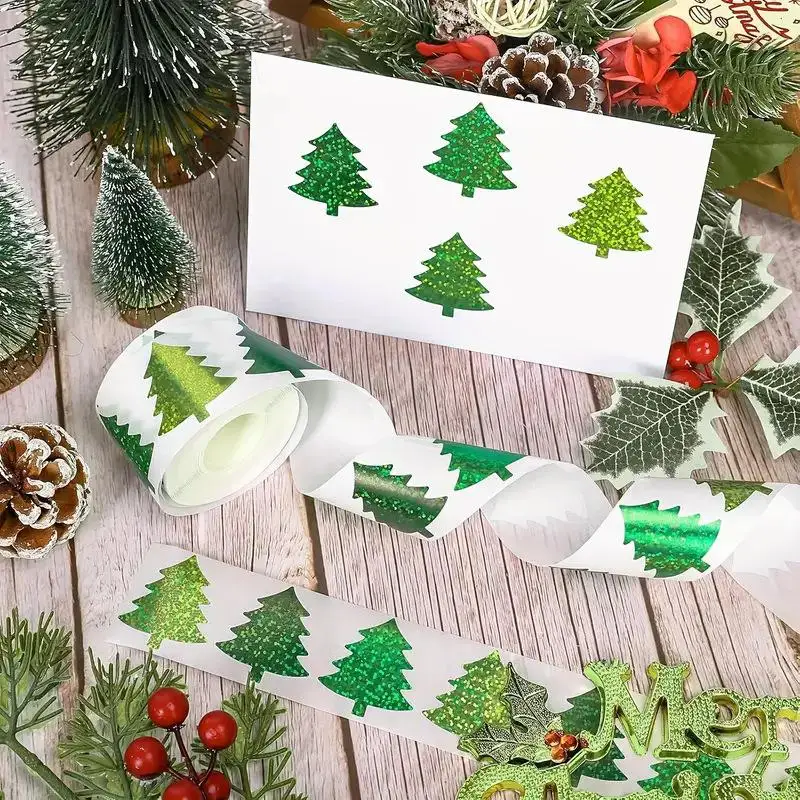 500Pcs/Set Glitter Christmas Stickers Christmas Gift Wrapping Label Sticker Reward Stickers Scrapbook Stationery Toys Decal