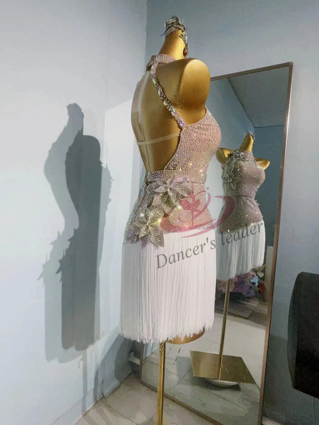 라틴 댄스 대회 여성 하이 엔드 맞춤형 어린이 전체 다이아몬드 꽃 술 룸바 차 탱고 블랙 풀 드레스