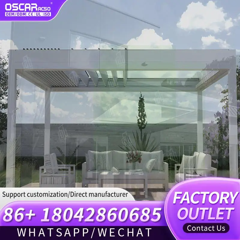 4X4 5X4 4X6X28 8X4m 4X9 Meter Aluminium Louvre Pergola Bioclimatic Enclosed Pergola for Garden Patio Backyard pergolas