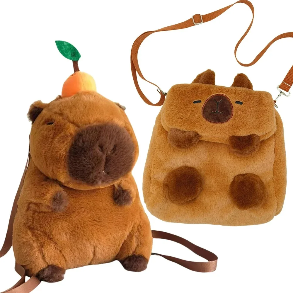 Capybara Plush Backpack Kawaii Fashion Plushie Doll Fur Bag Children\'s Bag Shoulder Bag Mini Knapsack Bags Gifts For Girlfriend