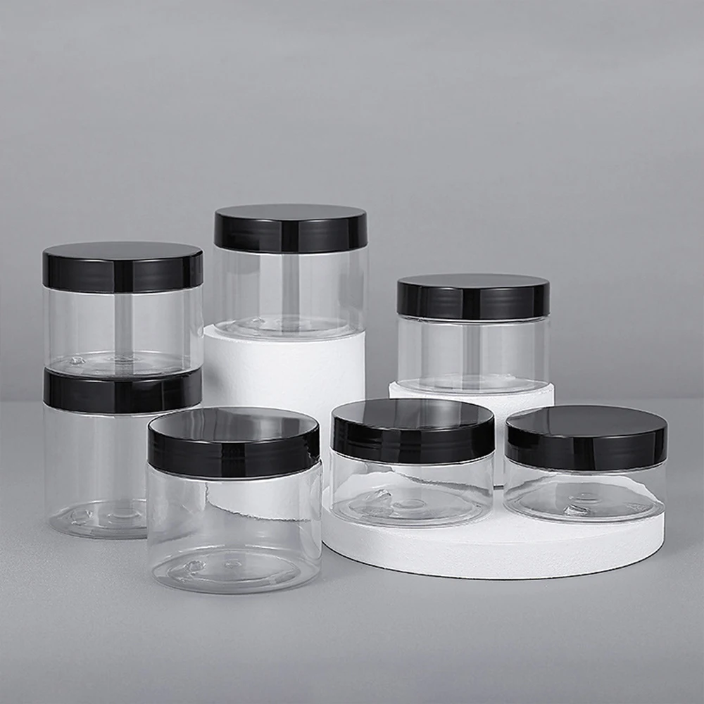 10/30pcs 50ml 100ml 150ml 250ml Empty Cosmetic Cream Jar with Aluminum Lid Clear Plastic Storage Container PET Makeup Pot Travel