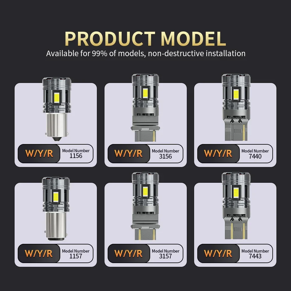 2pcs 1157 BAY15D P21/5W 1156 BA15S P21W PY21W LED Canbus 7440 7443 W21W T20 3157 P27/7W T25 Turn Signal Reverse Brake Light Bulb